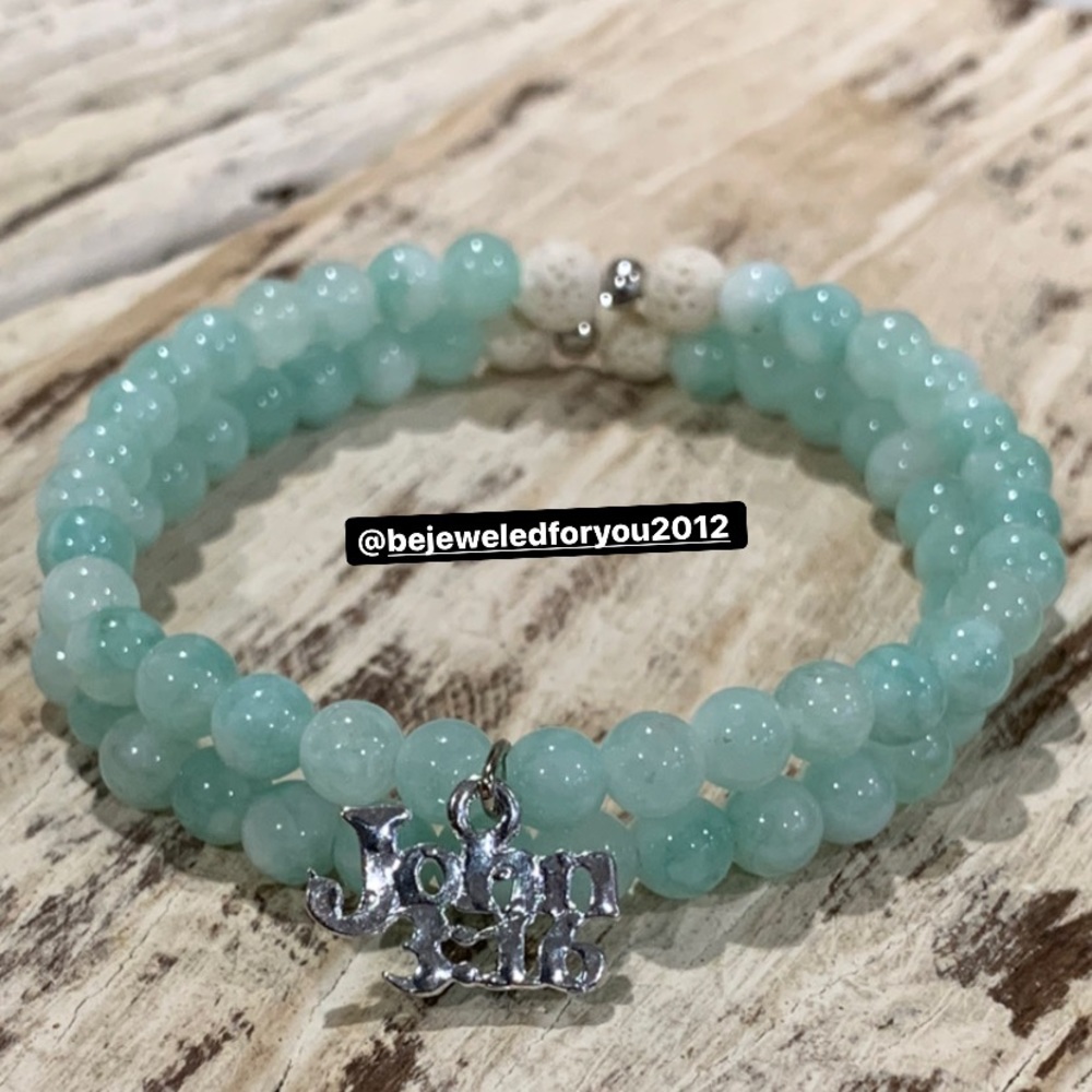 Cyan Angelite Bracelet Set